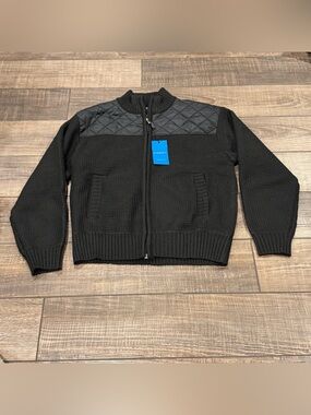 Gioberti Boys Quilted Sweater Jacket Full Zip Front Outerwear Size 10 Black NEW